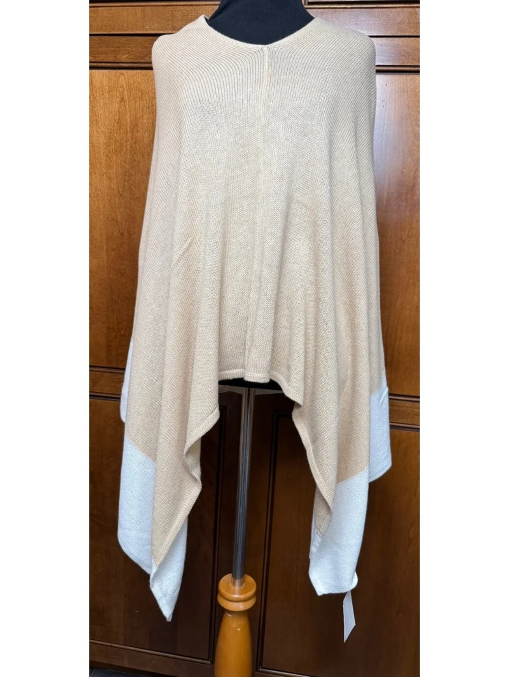 J.Crew Women’s One Size Cotton Cashmere Colorblock Knit Poncho Cape NWT